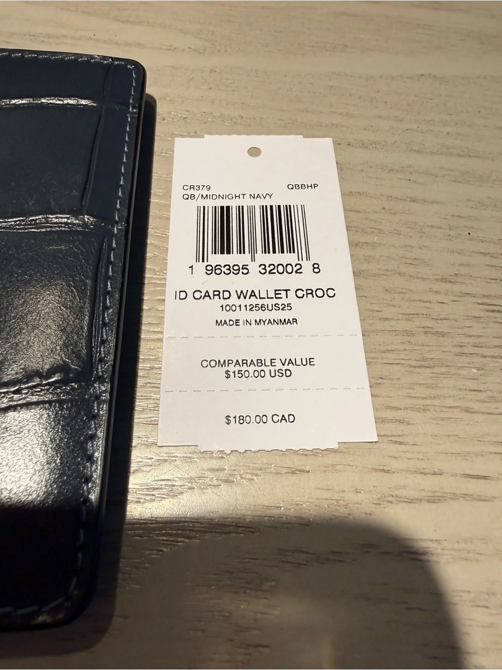Coach Croc-Embossed Leather Wallet Navy- brand new